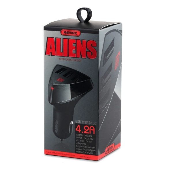 شارژر فندکی سه پورت فست شارژ ریمکس مدل Aliens RCC304 با 4.2 آمپر خروجی