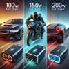 "شارژرهای سریع 100 وات، 150 وات و 200 وات