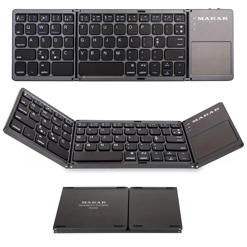 کیبورد و تاچپد تاشو بی سیم MAKAR مدل MK-WIRELESS-TOUCHPAD ساخت تایوان 4 کیبورد و تاچپد تاشو بی سیم بلوتوثی ماکار