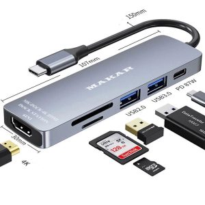 هاب داک استیشن 6 پورت ماکار مدل MK-DOCK-4K HDMI با خروجی HDMI و PD 11 هاب داک استیشن 6 پورت ماکار مدل MK-DOCK-4K HDMI