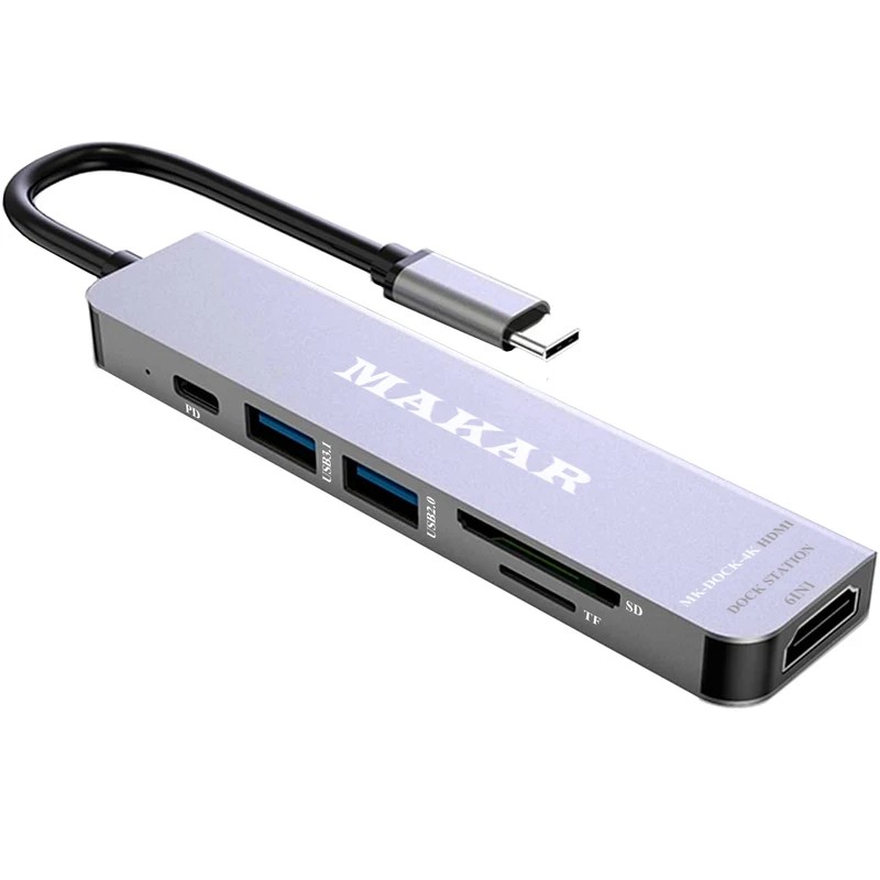 هاب داک استیشن 6 پورت ماکار مدل MK-DOCK-4K HDMI با خروجی HDMI و PD 4 هاب داک استیشن 6 پورت ماکار مدل MK-DOCK-4K HDMI با خروجی HDMI و PD - Image 4