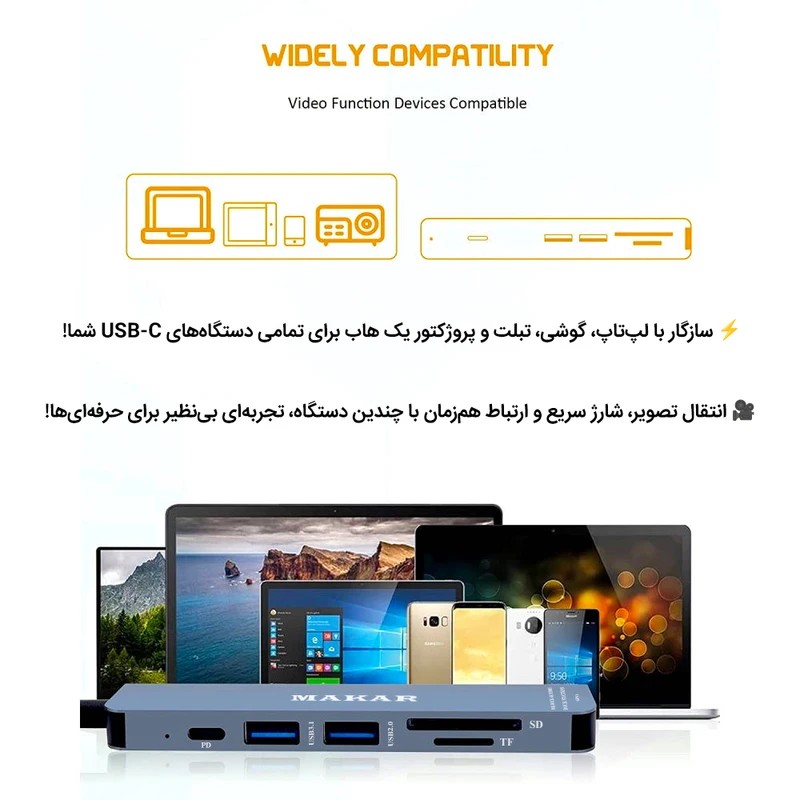 هاب داک استیشن 6 پورت ماکار مدل MK-DOCK-4K HDMI با خروجی HDMI و PD 9 هاب داک استیشن 6 پورت ماکار مدل MK-DOCK-4K HDMI با خروجی HDMI و PD - Image 9