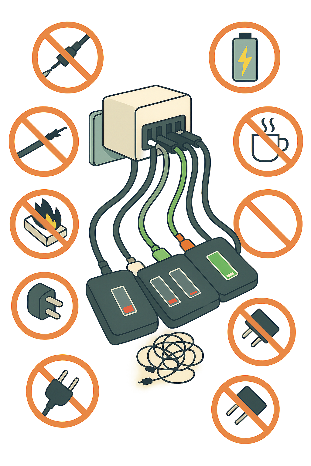 7 اشتباه خطرناک در استفاده از شارژرهای چند پورت