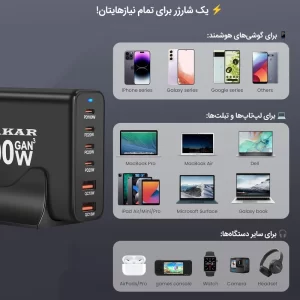 بهترین شارژر برای برنامهنویسها، گیمرها و تولیدکنندگان محتوا رومیزی 200 وات ماکار مدل 200W-Desktop 4 قیمت شارژر رومیزی 200 وات ماکار مدل 200W-Desktop با تکنولوژی GAN3