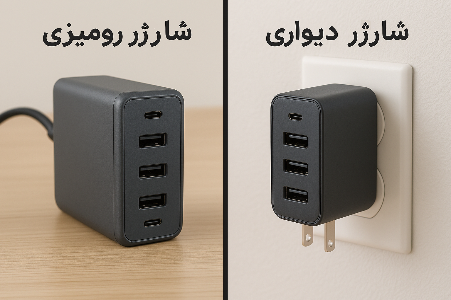 تفاوت شارژر رومیزی با شارژر دیواری
