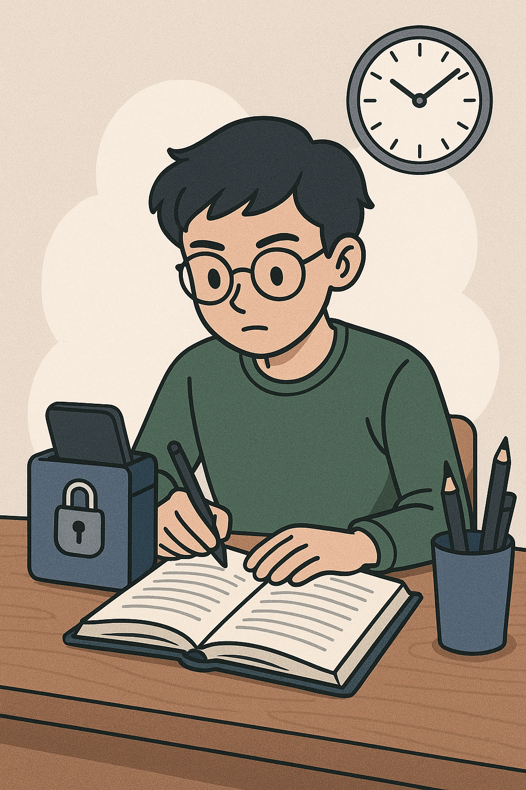 تمرکز حین مطالعه با موبایل لاکر