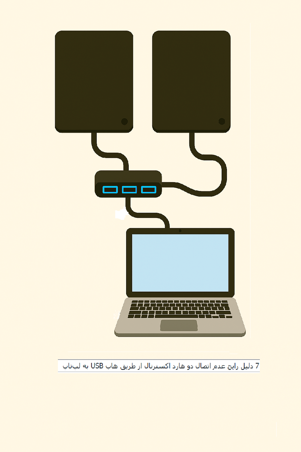 7 دلیل رایج عدم اتصال دو هارد اکسترنال از طریق هاب USB به لپ‌تاپ