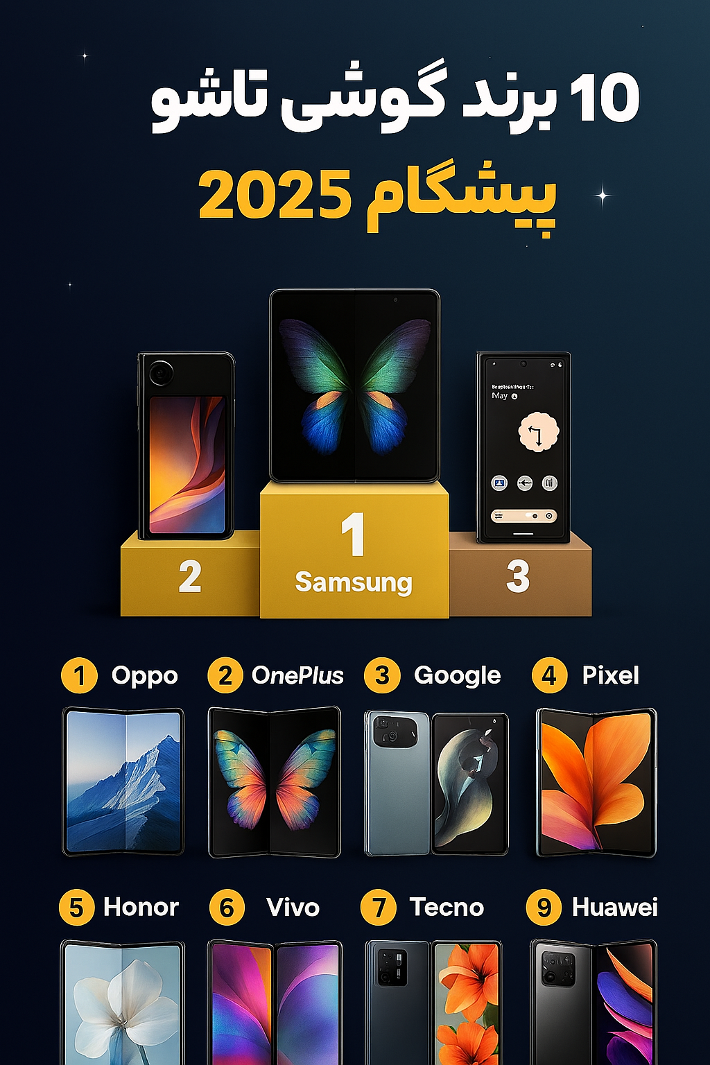 10 برند گوشی‌ تاشو پیشگام ۲۰۲۵