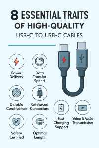 8 ویژگی ضروری کابلهای دو سر تایپ سی با کیفیت بالا 2 کابلهای دو سر تایپ سی با کیفیت بالا