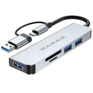 چطور یک میز کار ایدهآل بسازیم؟ از شارژر رومیزی و هاب تا نظمدهی به کابلها 3 هاب و رم ریدر دو سر USB و Type-C