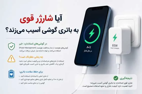 آیا شارژر قوی به باتری گوشی آسیب می‌زند؟