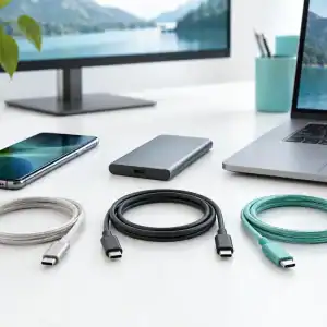تفاوت کابل شارژ، انتقال داده و تصویر؛ کابل‌های USB-C کنار گوشی، SSD و لپ‌تاپ